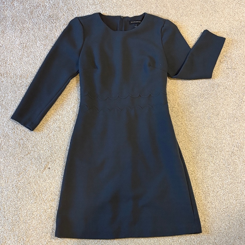 Charcoal Gray Sheath Dress with Scallop Waist